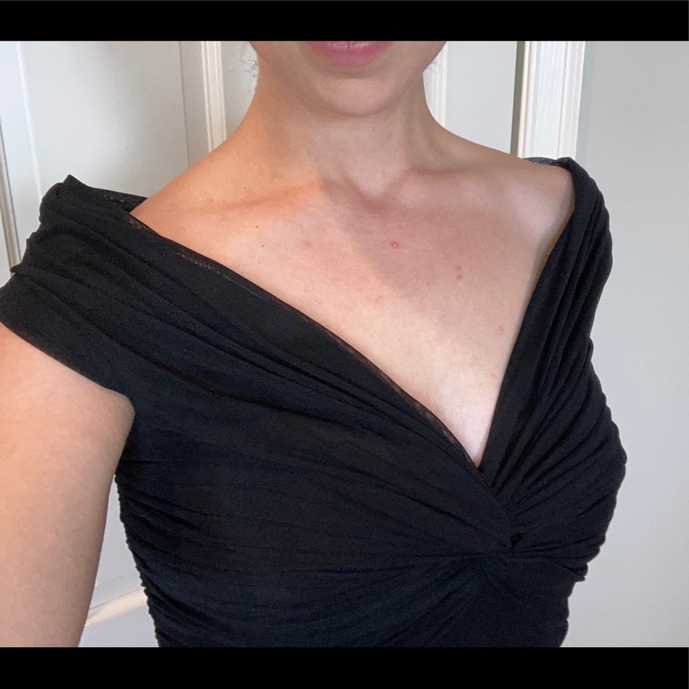 Tadashi Black Off-The-Shoulder Cocktail Dress